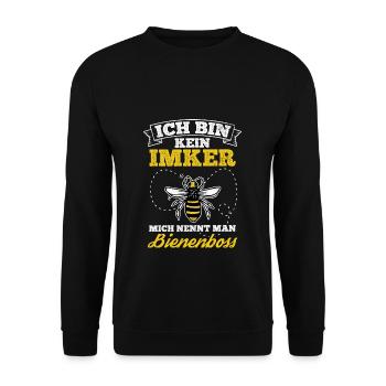 Ich Bin Kein Imker Mich Nennt Man Bienenboss Biene - Unisex Pullover - Schwarz - Vorne - Alina (178cm) & Michal (187cm)