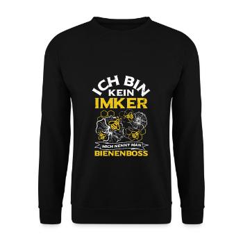 Ich Bin Kein Imker Mich Nennt Man Bienenboss Biene - Unisex Pullover - Schwarz - Vorne - Alina (178cm) & Michal (187cm)