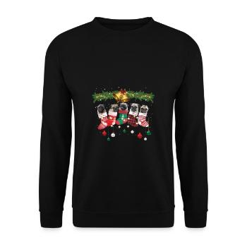 Hund Weihnachten Mops Geschenk Hundehalter - Unisex Pullover - Schwarz - Vorne - Alina (178cm) & Michal (187cm)