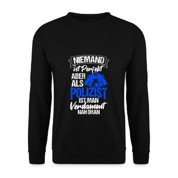 Polizeibeamte Freund & Helfer Polizei Geschenk Pol - Unisex Pullover - Schwarz - Vorne - Alina (178cm) & Michal (187cm)