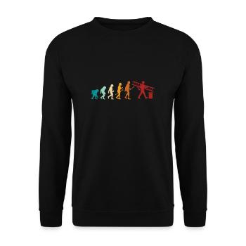 Schornsteinfeger Geschenk Kaminkehrer Evolution - Unisex Pullover - Schwarz - Vorne - Alina (178cm) & Michal (187cm)