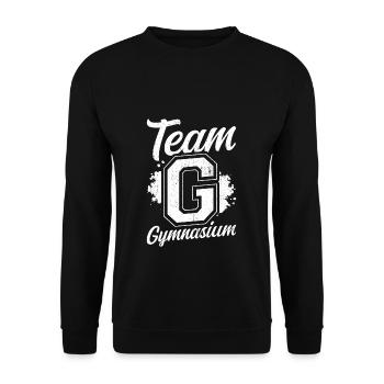 Team G Gymnasium - Schulkind Schulwechsel Geschenk - Unisex Pullover - Schwarz - Vorne - Alina (178cm) & Michal (187cm)
