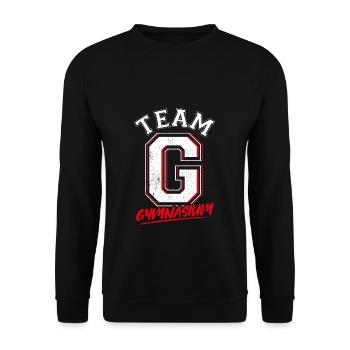 Team G Gymnasium - Schulkind Schulwechsel Schule S - Unisex Pullover - Schwarz - Vorne - Alina (178cm) & Michal (187cm)