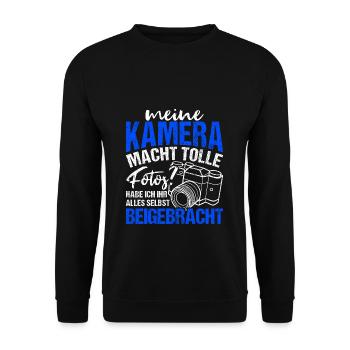 Kamera Fotografie Spruch Lichtbildner Geschenk Fot - Unisex Pullover - Schwarz - Vorne - Alina (178cm) & Michal (187cm)