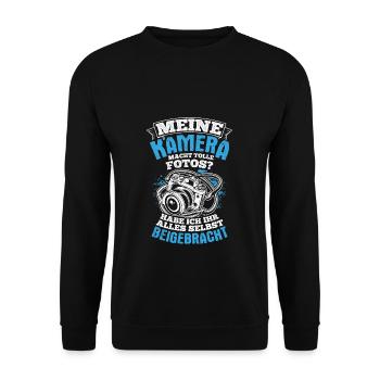 Kamera Fotografie Spruch Lichtbildner Geschenk Fot - Unisex Pullover - Schwarz - Vorne - Alina (178cm) & Michal (187cm)