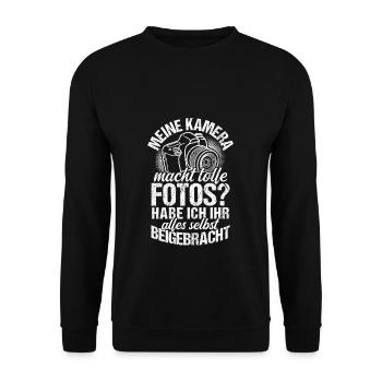 Kamera Fotografie Spruch Lichtbildner Geschenk Fot - Unisex Pullover - Schwarz - Vorne - Alina (178cm) & Michal (187cm)