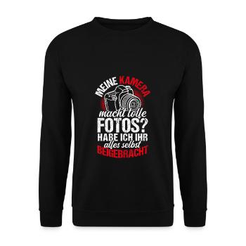 Kamera Fotografie Spruch Lichtbildner Geschenk Fot - Unisex Pullover - Schwarz - Vorne - Alina (178cm) & Michal (187cm)