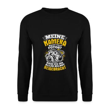 Kamera Fotografie Spruch Kamera Freunde Fotografie - Unisex Pullover - Schwarz - Vorne - Alina (178cm) & Michal (187cm)