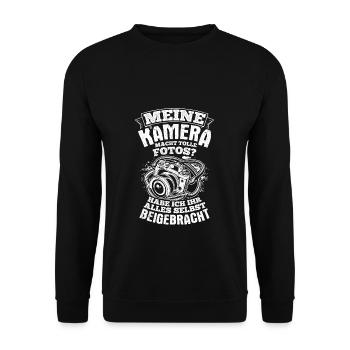 Kamera Fotografie Spruch Lichtbildner Geschenk Fot - Unisex Pullover - Schwarz - Vorne - Alina (178cm) & Michal (187cm)