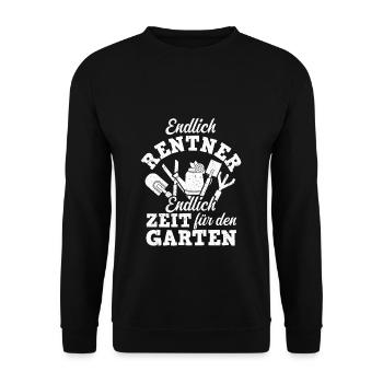 Endlich Rentner! Endlich Zeit Für Den Garten Garte - Unisex Pullover - Schwarz - Vorne - Alina (178cm) & Michal (187cm)