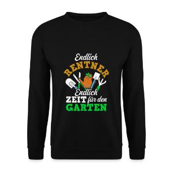 Endlich Rentner! Endlich Zeit Für Den Garten Rentn - Unisex Pullover - Schwarz - Vorne - Alina (178cm) & Michal (187cm)