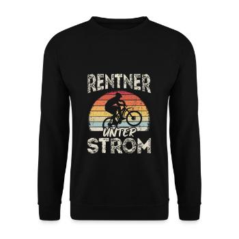 Rentner Unter Strom E-Bike Elektro Radtour Bewegun - Unisex Pullover - Schwarz - Vorne - Alina (178cm) & Michal (187cm)