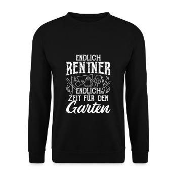 Endlich Rentner! Endlich Zeit Für Den Garten - Gar - Unisex Pullover - Schwarz - Vorne - Alina (178cm) & Michal (187cm)