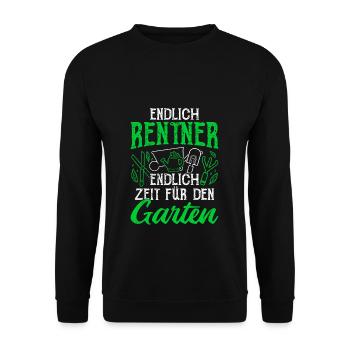 Endlich Rentner! Endlich Zeit Für Den Garten Garte - Unisex Pullover - Schwarz - Vorne - Alina (178cm) & Michal (187cm)