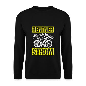 Rentner Unter Strom E-Bike Elektro Radtour Bewegun - Unisex Pullover - Schwarz - Vorne - Alina (178cm) & Michal (187cm)