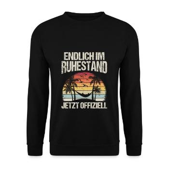 Endlich Im Ruhestand Jetzt Offiziell Rente Opa Oma - Unisex Pullover - Schwarz - Vorne - Alina (178cm) & Michal (187cm)