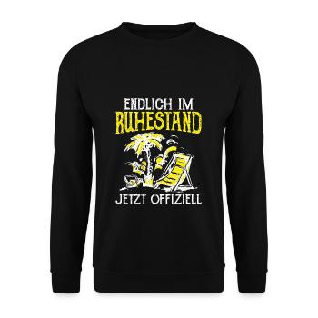 Endlich Im Ruhestand Jetzt Offiziell Rente Geschen - Unisex Pullover - Schwarz - Vorne - Alina (178cm) & Michal (187cm)