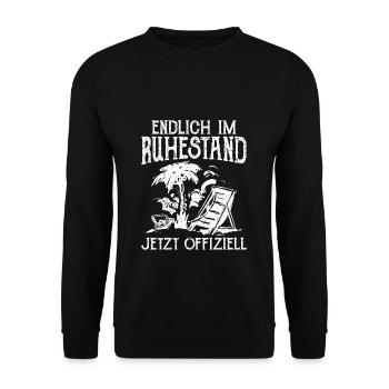 Endlich Im Ruhestand Jetzt Offiziell Rente Pension - Unisex Pullover - Schwarz - Vorne - Alina (178cm) & Michal (187cm)