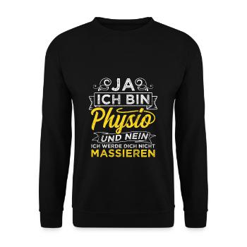 Physiotherapeut Physio Spruch Therapeut Geschenk M - Unisex Pullover - Schwarz - Vorne - Alina (178cm) & Michal (187cm)