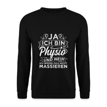 Physiotherapeut Physio Spruch Therapeut Geschenk M - Unisex Pullover - Schwarz - Vorne - Alina (178cm) & Michal (187cm)