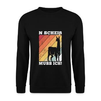 N Scheiß Muss Ich! Lama Sonnenbrille Spruch Faulpe - Unisex Pullover - Schwarz - Vorne - Alina (178cm) & Michal (187cm)