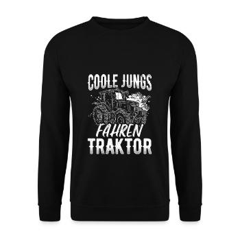 Traktorfahrer Treckerfan Landwirt Ackerbauer Spruc - Unisex Pullover - Schwarz - Vorne - Alina (178cm) & Michal (187cm)