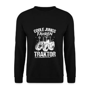 Traktorfahrer Treckerfan Landwirt Ackerbauer Treck - Unisex Pullover - Schwarz - Vorne - Alina (178cm) & Michal (187cm)