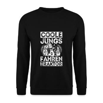 Traktorfahrer Treckerfan Landwirt Geschenk Bauerho - Unisex Pullover - Schwarz - Vorne - Alina (178cm) & Michal (187cm)