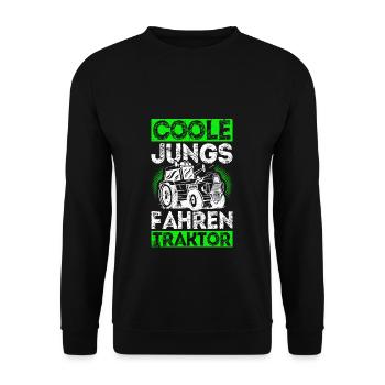 Traktorfahrer Treckerfan Landwirt Ackerbauer Spruc - Unisex Pullover - Schwarz - Vorne - Alina (178cm) & Michal (187cm)