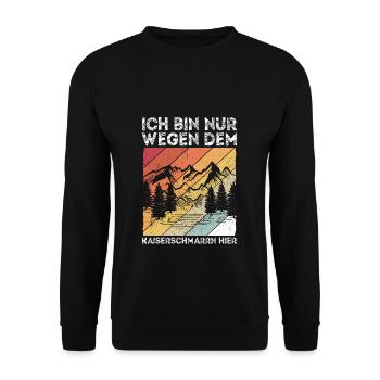 Kaiserschmarrn Liebhaber Berge Bergluft Spruch Ber - Unisex Pullover - Schwarz - Vorne - Alina (178cm) & Michal (187cm)