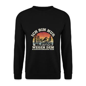 Kaiserschmarrn Liebhaber Berge Bergluft Spruch Ber - Unisex Pullover - Schwarz - Vorne - Alina (178cm) & Michal (187cm)