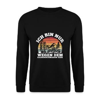 Kaiserschmarrn Liebhaber Berge Bergluft Geschenk S - Unisex Pullover - Schwarz - Vorne - Alina (178cm) & Michal (187cm)