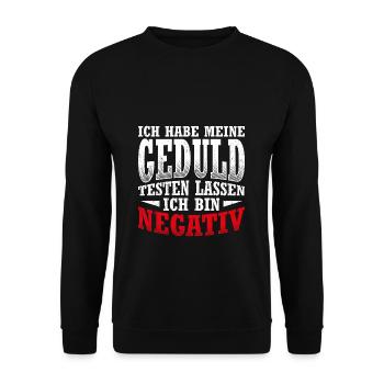 Ungeduldig Sarkasmus Keine Geduld Geschenk Ungedul - Unisex Pullover - Schwarz - Vorne - Alina (178cm) & Michal (187cm)