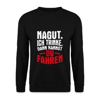 Party Trinken Autofahren lustger Spruch Mitarbeite - Unisex Pullover - Schwarz - Vorne - Alina (178cm) & Michal (187cm)