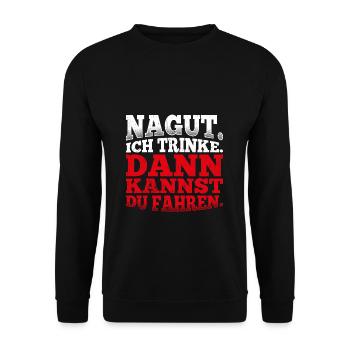 Party Trinken Autofahren lustger Spruch Arbeitskol - Unisex Pullover - Schwarz - Vorne - Alina (178cm) & Michal (187cm)