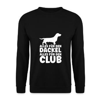 Dackel Teckel Dackelwelpe Dackelhund Geschenk Hund - Unisex Pullover - Schwarz - Vorne - Alina (178cm) & Michal (187cm)