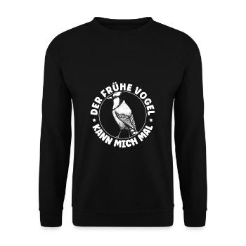Der Frühe Vogel Kann Mich Mal Morgenmuffel Langsch - Unisex Pullover - Schwarz - Vorne - Alina (178cm) & Michal (187cm)