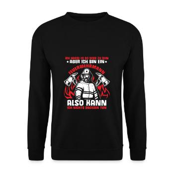 Feuerwehrmann Feuer Firefighter Rettung Berufsfeue - Unisex Pullover - Schwarz - Vorne - Alina (178cm) & Michal (187cm)