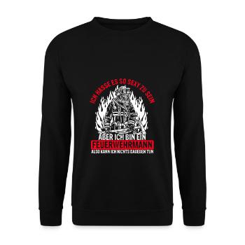 Feuerwehrmann Feuer Firefighter Freiwillige Feuerw - Unisex Pullover - Schwarz - Vorne - Alina (178cm) & Michal (187cm)