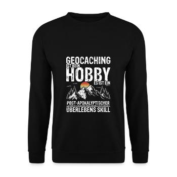 Geocaching Ist Kein Hobby - GPS Cache Spruch Geoca - Unisex Pullover - Schwarz - Vorne - Alina (178cm) & Michal (187cm)