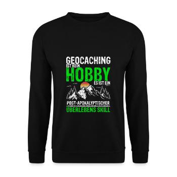 Geocaching Ist Kein Hobby - GPS Cache Fans Schnitz - Unisex Pullover - Schwarz - Vorne - Alina (178cm) & Michal (187cm)