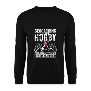 Geocaching Ist Kein Hobby - GPS Cache Fans Schnitz - Unisex Pullover - Schwarz - Vorne - Alina (178cm) & Michal (187cm)