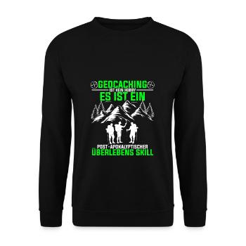 Geocaching Ist Kein Hobby - GPS Cache Spruch Geoca - Unisex Pullover - Schwarz - Vorne - Alina (178cm) & Michal (187cm)