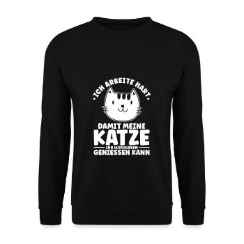 Katze Kätzchen Haustiere Geschenk Katzenfan Spruch - Unisex Pullover - Schwarz - Vorne - Alina (178cm) & Michal (187cm)