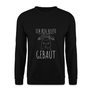 Ich Bin Sehr Nah Am Mittelfinger Gebaut Geschenk S - Unisex Pullover - Schwarz - Vorne - Alina (178cm) & Michal (187cm)