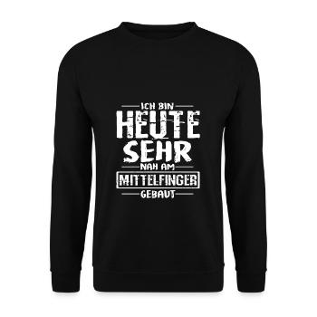 Ich Bin Sehr Nah Am Mittelfinger Gebaut Geschenk S - Unisex Pullover - Schwarz - Vorne - Alina (178cm) & Michal (187cm)