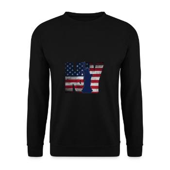 New York Manhattan Souvenir America NYC USA - Unisex Sweatshirt - black - Front - Alina (178cm) & Michal (187cm)