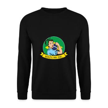 Brazilian Woman Flag Brazilian Gift - Unisex Sweatshirt - black - Front - Alina (178cm) & Michal (187cm)