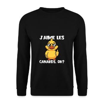 J'aime Canards Cadeau Elevage de Canards Éleveurs - Sweat-shirt Unisexe - noir - Devant - Alina (178cm) & Michal (187cm)