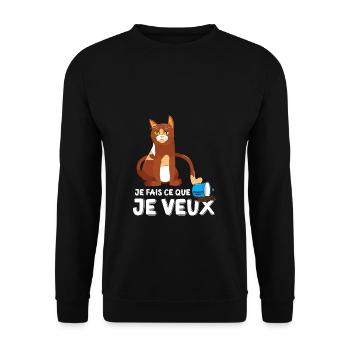 Chat Je Fais Ce Que Je Veux Cadeau Chaton Chat - Unisex Pullover - Schwarz - Vorne - Alina (178cm) & Michal (187cm)